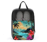 Sac à chaussures de voyage portable, sac à chaussures imprimé Hello Hawaï, sac de rangement pour chaussures avec fermeture éclair, gris, Taille unique, Sac à chaussures