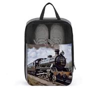 Sac à chaussures de voyage pour locomotive à vapeur, organiseur de chaussures de voyage, pochette résistante à l'eau avec fermeture éclair, sac à poussière, gris, taille unique, moderne, gris, Taille