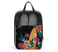 Sac à chaussures de voyage pour planche de surf et fleurs, pochette à chaussures résistante à l'eau avec fermeture éclair, sac à poussière, gris, taille unique, moderne, gris, Taille unique, Moderne