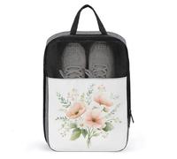 Sac à chaussures de voyage pour voyage, usage quotidien, sac de rangement anti-poussière pour chaussures de golf, rose pâle, coquelicots et pivoines