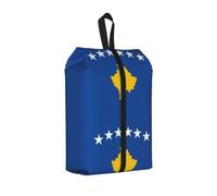 Sac à chaussures de voyage résistant à l'eau avec fermeture éclair lisse Motif drapeau du Kosovo, 1 pièce., One Size, Fermeture éclair, avec une sangle tissée sur le dessus