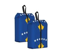 Sac à chaussures de voyage résistant à l'eau avec fermeture éclair lisse Motif drapeau du Kosovo, 2 pièces., One Size, Fermeture éclair, avec une sangle tissée sur le dessus