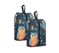 Sac à chaussures de voyage résistant à l'eau avec poignée à fermeture éclair, pochette légère pour valise et salle de sport, pliable à plat pour l'emballage, Hiboux mignons sur les branches, 22 x 12 x