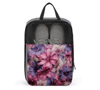 Sac à chaussures de voyage violet et fleurs, pochette à chaussures résistante à l'eau avec fermeture éclair, sac à poussière, gris, taille unique, moderne, gris, Taille unique, Moderne
