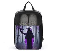 Sac à chaussures de voyage violet noir gothique effrayant, pochette à chaussures résistante à l'eau avec fermeture éclair, sac à poussière, gris, taille unique, moderne, gris, Taille unique, Moderne