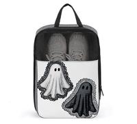 Sac à chaussures en dentelle avec motif fantômes blancs et noirs pour voyage, usage quotidien, sac de rangement anti-poussière pour chaussures de golf
