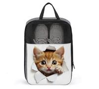 Sac à chaussures en forme de chat mignon qui regarde hors d'un trou, pour voyage, usage quotidien, sac de rangement anti-poussière pour chaussures de golf