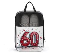 Sac à chaussures en forme de chiffre 60 rouge brillant avec étoile argentée pour voyage, usage quotidien, sac de rangement anti-poussière pour chaussures de golf