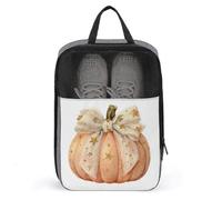 Sac à chaussures en forme de citrouille d'automne avec grand nœud vintage pour voyage, usage quotidien, sac de rangement anti-poussière pour chaussures de golf