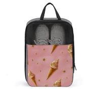 Sac à chaussures en forme de cônes de glace en feuille d'or pour voyage, usage quotidien, sac de rangement anti-poussière pour chaussures de golf