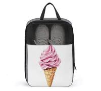 Sac à chaussures en forme de cornet de glace à l'aquarelle rose pour voyage, usage quotidien, sac de rangement anti-poussière pour chaussures de golf