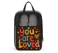 Sac à chaussures en forme de cœur avec inscription « Words You are Loved with Heart » pour voyage, usage quotidien, sac de rangement anti-poussière pour chaussures de golf