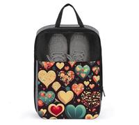 Sac à chaussures en forme de cœur avec motif floral - Étanche - Organiseur de chaussures avec fermeture éclair et poignée - Style - Taille unique, Style :, Taille unique, Sacs à chaussures pour le