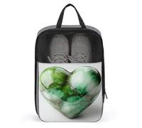 Sac à chaussures en forme de cœur en marbre vert pour voyage, usage quotidien, sac de rangement anti-poussière pour chaussures de golf