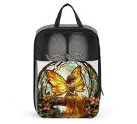 Sac à chaussures en forme de fée assise sur une forêt - Pour voyage, usage quotidien - Anti-poussière - Pour chaussures de golf - Jaune/orange