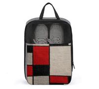 Sac à chaussures en tissu à motif blocs rouge, noir, blanc, pour voyage, usage quotidien, sac de rangement anti-poussière pour chaussures de golf