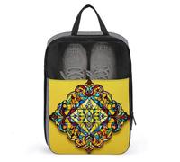 Sac à chaussures en verre teinté jaune avec symboles religieux traditionnels pour voyage, usage quotidien, sac de rangement anti-poussière pour chaussures de golf