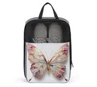 Sac à chaussures en verre teinté motif papillon crème et feuille d'or pour voyage, usage quotidien, sac de rangement anti-poussière pour chaussures de golf