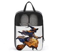 Sac à chaussures en verre teinté noir sorcière assise sur balai pour voyage, usage quotidien, sac de rangement anti-poussière pour chaussures de golf
