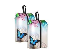 Sac à chaussures étanche avec sangle de transport et sac de rangement polyvalent avec motif de papillon zen - 2 pièces