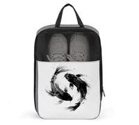 Sac à chaussures japonais avec 2 poissons qui s'enroulent l'un sur l'autre - Minimal - Pour voyage, usage quotidien - Anti-poussière - Pochette de rangement pour chaussures de golf