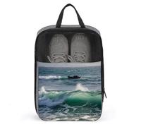 Sac à chaussures lisse avec vue sur la mer - Organiseur de chaussures de voyage résistant à l'eau - Avec fermeture éclair - Gris - Taille unique - Moderne, gris, Taille unique, Moderne