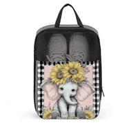 Sac à chaussures mignon éléphant avec grand tournesols pour voyage usage quotidien Sac de rangement anti-poussière Sac de transport pour chaussures de golf