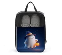 Sac à chaussures mignon Halloween fantôme tenant citrouille seau sac à chaussures pour voyage usage quotidien sac de rangement anti-poussière sac à chaussures de golf