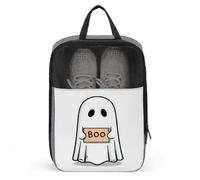 Sac à chaussures minimaliste avec fantôme flottant tenant un signe Boo pour voyage, usage quotidien, sac de rangement anti-poussière pour chaussures de golf