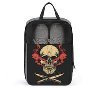 Sac à chaussures minimaliste avec tête de mort et fumée rouge pour voyage, usage quotidien, sac de rangement anti-poussière pour chaussures de golf