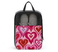 Sac à chaussures moderne du milieu du siècle rose et rouge en forme de cœur pour voyage, usage quotidien, sac de rangement anti-poussière pour chaussures de golf