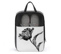 Sac à chaussures motif tulipe perroquet botanique noir pour voyage, usage quotidien, sac de rangement anti-poussière pour chaussures de golf
