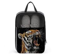 Sac à chaussures pour homme et femme - Pochette à chaussures de tigre à paillettes avec fermeture éclair - Sac à chaussures de golf respirant pour voyage à l'extérieur - Organiseur de chaussures pour