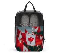 Sac à chaussures pour voyage, de nombreux petits drapeaux canadiens, pochette à chaussures avec fermeture éclair, sac à chaussures de golf respirant pour homme et femme, organiseur de chaussures