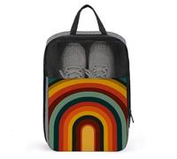 Sac à chaussures rétro à rayures arc-en-ciel vintage jaune orange pour voyage usage quotidien sac de rangement anti-poussière pochette à chaussures de golf