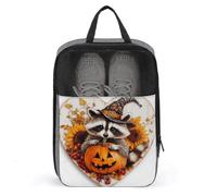 Sac à chaussures rétro en bois avec panneau en forme de raton laveur et citrouille pour voyage, usage quotidien, sac de rangement anti-poussière pour chaussures de golf