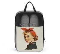 Sac à chaussures rétro pour femme avec bandeau rouge et grand nœud sur la tête pour voyage, usage quotidien, sac de rangement anti-poussière pour chaussures de golf