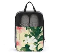 Sac à chaussures rose hibiscus orchidées blanches pour voyage, usage quotidien, sac de rangement anti-poussière pour chaussures de golf
