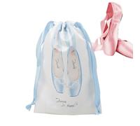 Sac à chaussures, sac à chaussures de danse avec cordon de serrage | Pochette de rangement légère en satin anti-poussière Accessoires de ballet pour voyage, salle de sport dans les coulisses, bleu