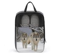 Sac à chaussures, sac à chaussures imprimé loups marchant dans la neige, sac de rangement à suspendre, sac de rangement pour serviette de bain, gris, taille unique, élégant, gris, Taille unique,