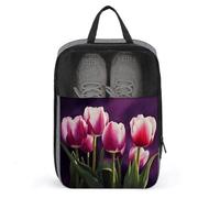 Sac à chaussures, sac à chaussures imprimé tulipes, sac de rangement à suspendre, sac de rangement pour serviette de bain, gris, taille unique, élégant, gris, Taille unique, Élégant