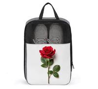 Sac à chaussures simple avec rose rouge avec tige verte pour voyage, usage quotidien, sac de rangement anti-poussière pour chaussures de golf