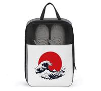 Sac à chaussures simple Sea Wave rouge et noir pour voyage, usage quotidien, sac de rangement anti-poussière pour chaussures de golf