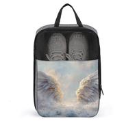 Sac à chaussures souple avec ailes d'ange sur des nuages enneigés pour voyage, usage quotidien, sac de rangement anti-poussière pour chaussures de golf