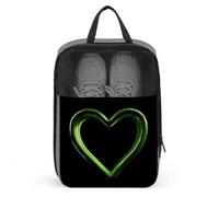 Sac à chaussures vert en forme de cœur ouvert pour voyage, usage quotidien, sac de rangement anti-poussière pour chaussures de golf