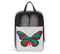 Sac à chaussures vintage années 70 avec ailes papillon bleu fluo orange pour voyage, usage quotidien, sac de rangement anti-poussière pour chaussures de golf