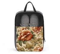 Sac à chaussures vintage avec fleurs et feuilles d'acanthe pour voyage, usage quotidien, sac de rangement anti-poussière pour chaussures de golf