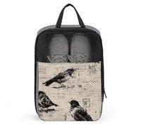 Sac à chaussures vintage avec oiseaux sur journal pour voyage, usage quotidien, sac de rangement anti-poussière pour chaussures de golf