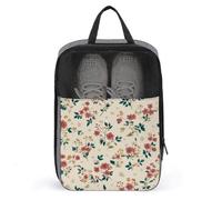 Sac à chaussures vintage avec petites fleurs et feuilles pour voyage, usage quotidien, sac de rangement anti-poussière pour chaussures de golf