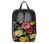 Sac à chaussures vintage botanique rose jaune pour voyage, usage quotidien, sac de rangement anti-poussière pour chaussures de golf